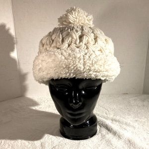 Chunky Hand Crocheted Winter White Beanie